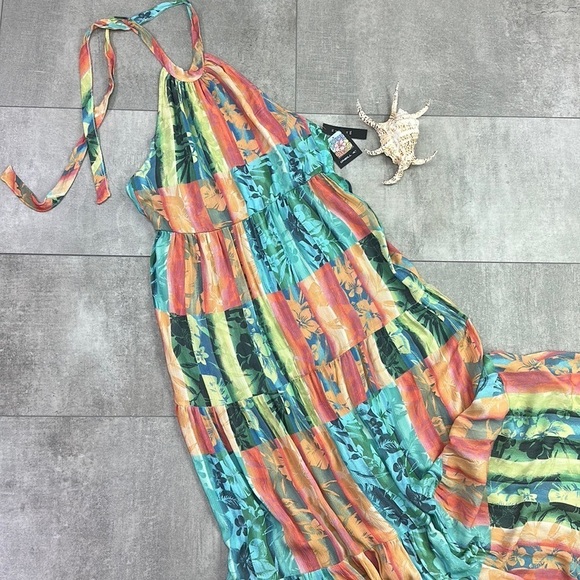 🔆O’NEILL🔆 JENNIFER MAXI DRESS vacation adjustable floral Hawaiian Maxi - Picture 3 of 16